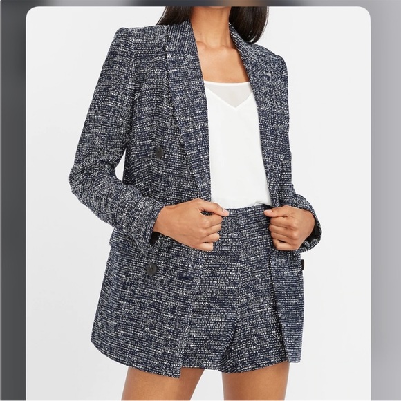 Express Double Breasted Boucle Blazer NWT - Picture 2 of 10